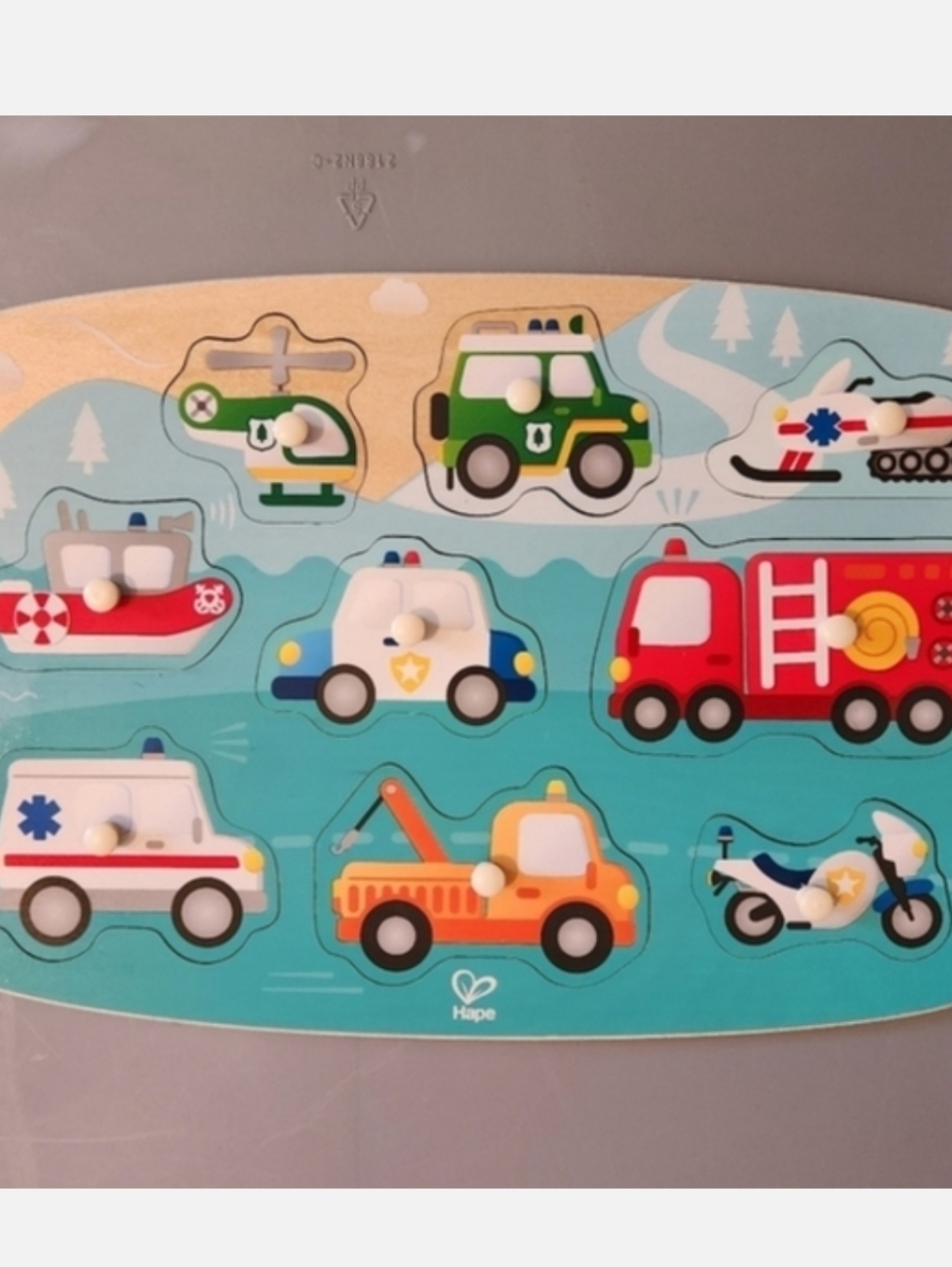 Wooden Vehicle Peg Toddler Learning Fine Motor Rescue Puzzle - Hape Lakeshore